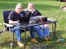 To celebrate National Wildlife Refuge Week 2013, Anne Arundel Amateur Radio Club activated special event station W3VPR at the U.S. Fish & Wildlife Service's Patuxent Research Refuge near Laurel, Maryland: Rick Creager, KK4GV (left), and Mike Watterson, K3MAW. [Courtesy of the Anne Arundel Amateur Radio Club]